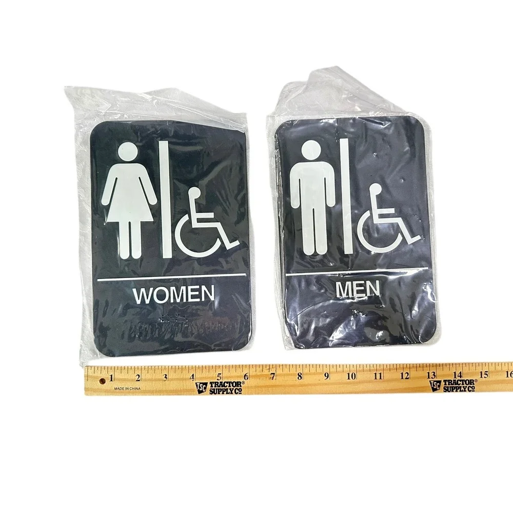 Set of 2 Men Women‎ Handicap Accessible Restroom Door Signs Self Adhesive